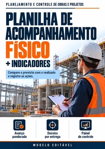 Capa do bônus Planilha de acompanhamento físico e indicadores